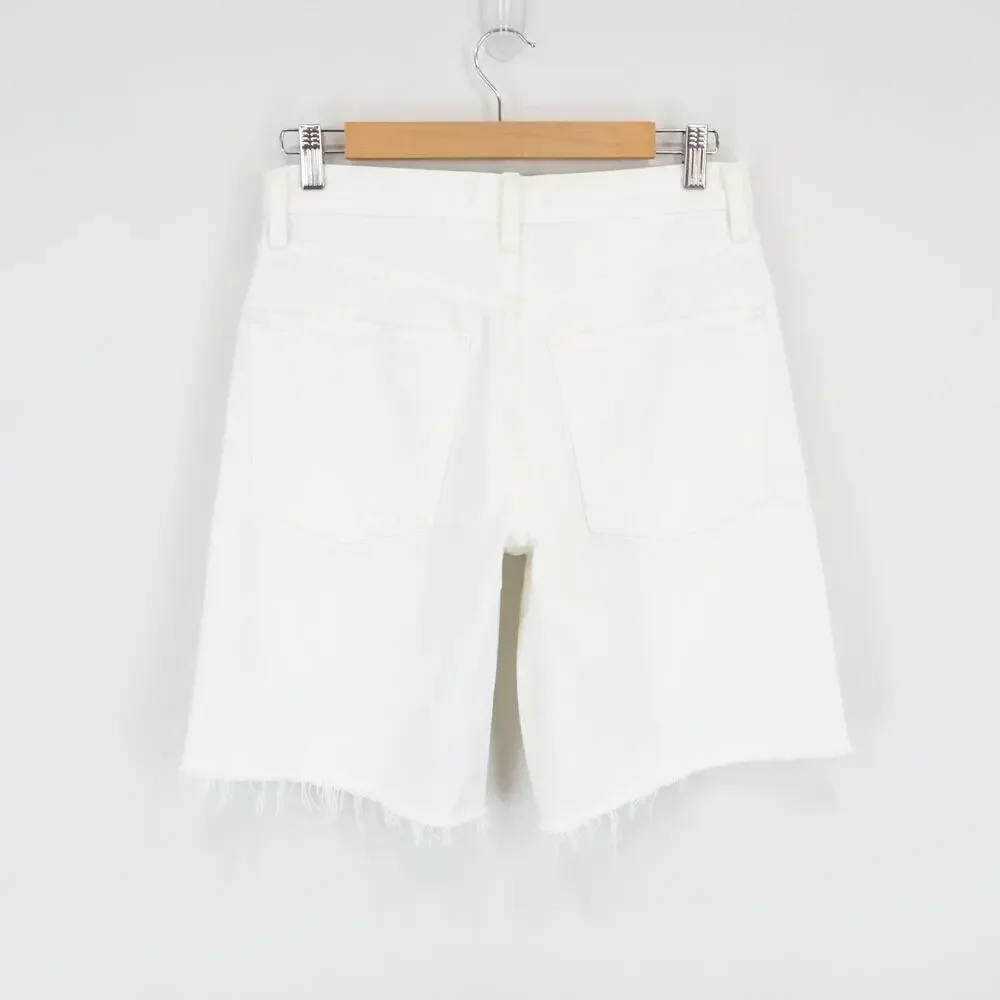 Madewell The Essex Long Baggy Short Tile White Size 26 NWT